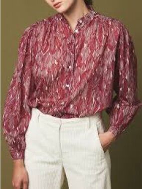 Mast 1883 Women’s Red Printed 1/4 Button-Down Blouse